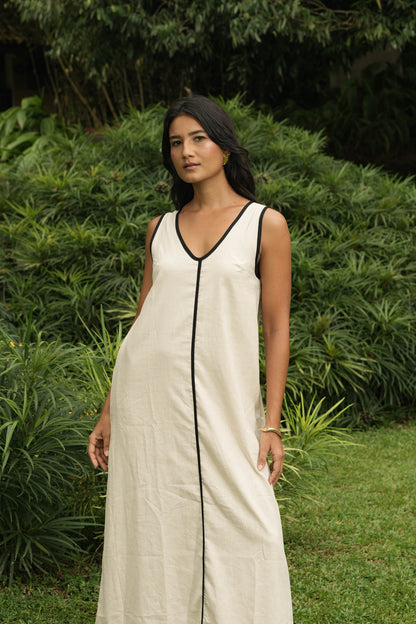RIVIERA MAXI DRESS CONTRAST PIPING