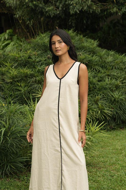 RIVIERA MAXI DRESS CONTRAST PIPING