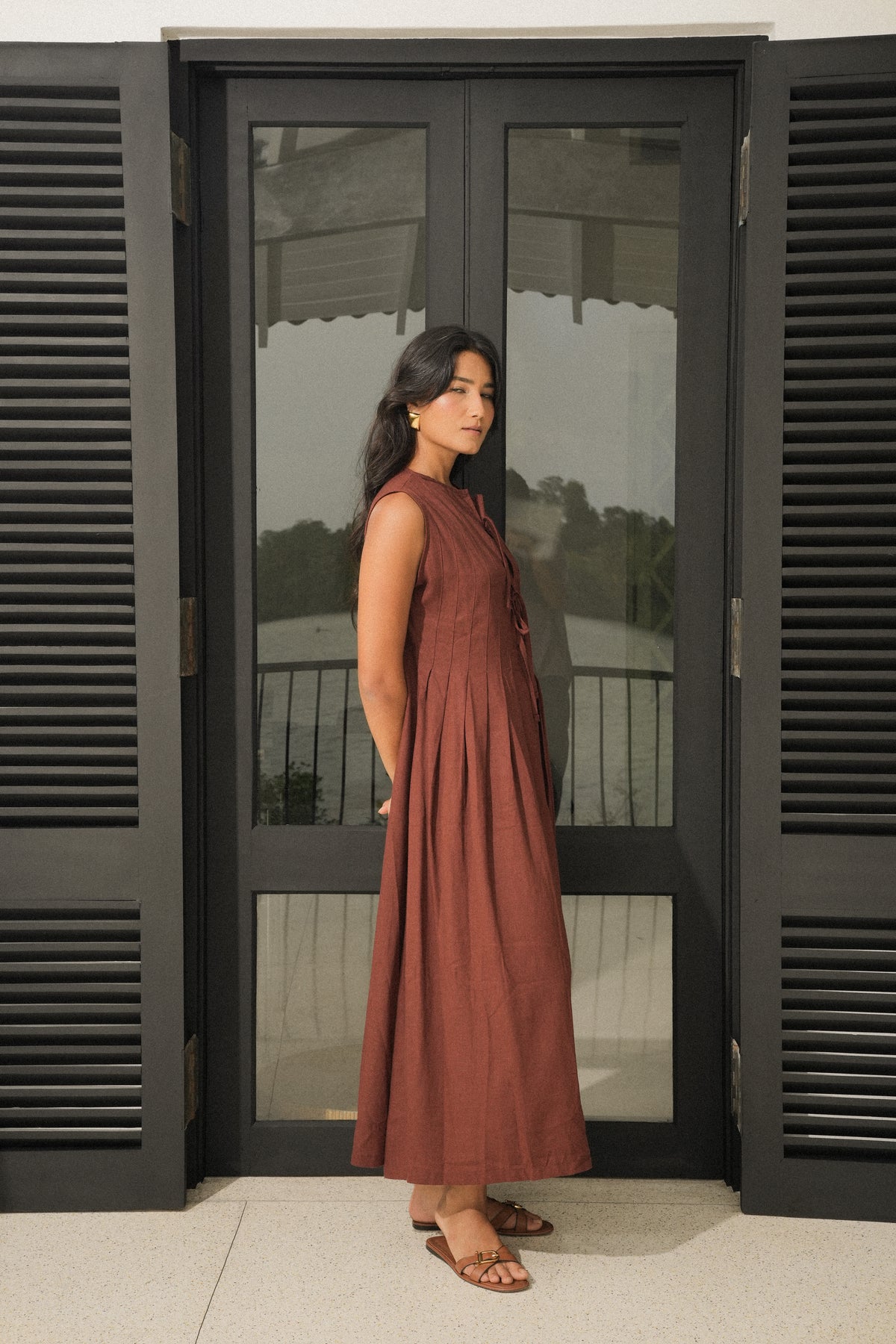 TAMARA PLEATED MIDI DRESS