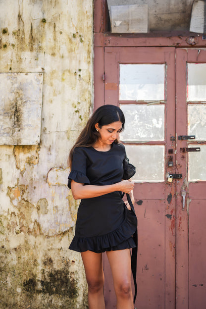 PUGLIA WRAP DRESS - BLACK
